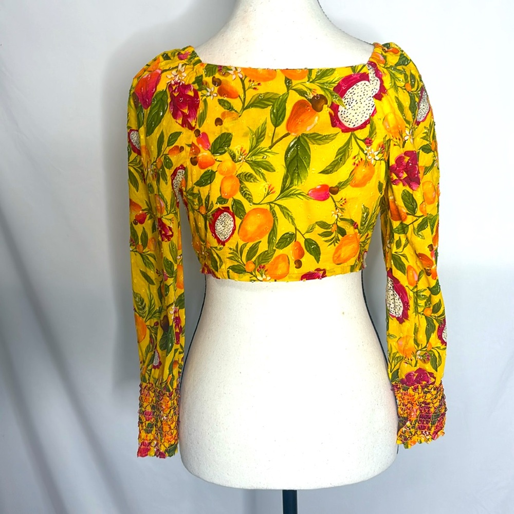 FARM Rio | Banana Leaf & Dragon Fruit Print Cotton Crop top - Picture 5 of 5